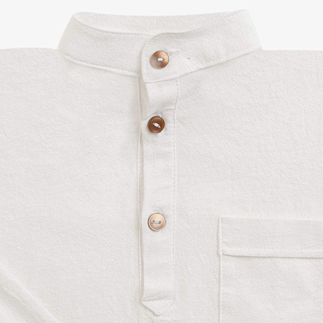Camasa Premium din Bumbac Prespalat Ivory pentru Baieti niDom – Model Casual-Elegant, Material European Certificat, Textura Ultra-Moale si Respirabila (Fabricat in Romania) [4]
