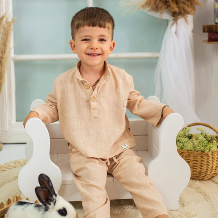 Pantaloni Unisex din In Pur pentru Copii niDom – Material European Certificat, Ultra-Respirabili, Termoreglatori si Rezistenti (Fabricat in Romania) [2]