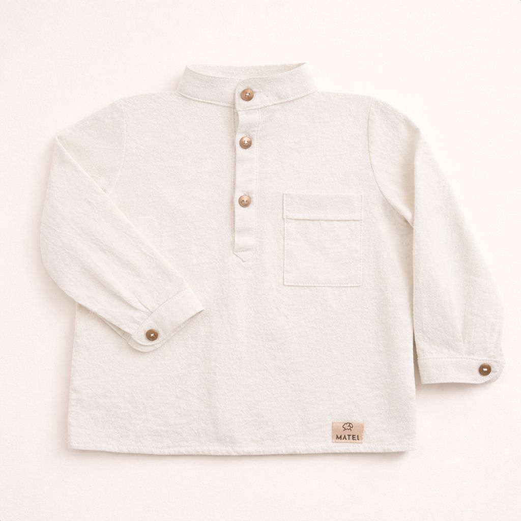 Camasa Premium din Bumbac Prespalat Ivory pentru Baieti niDom – Model Casual-Elegant, Material European Certificat, Textura Ultra-Moale si Respirabila (Fabricat in Romania) [3]