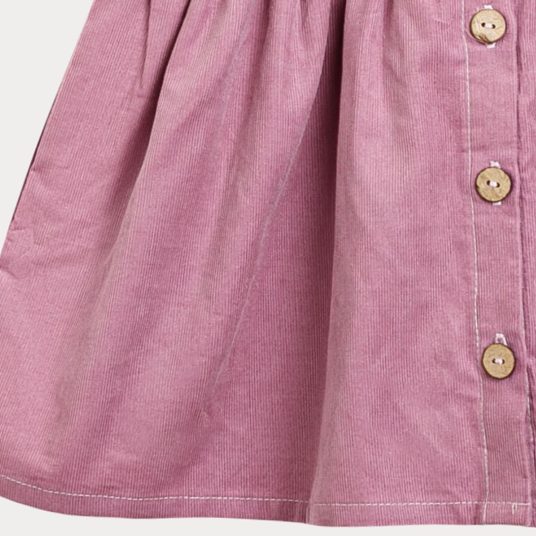 Rochita Premium din Catifea de Bumbac „Poveste de Iarna” niDom – Guler Peter Pan, Nasturi in Fata si Material European 100% Natural (Fabricat in Romania) [6]