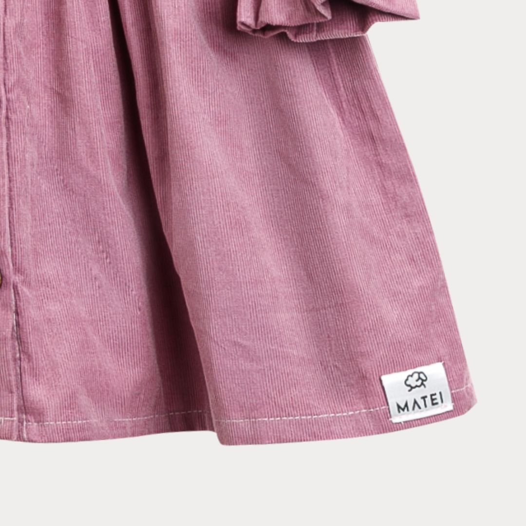 Rochita Premium din Catifea de Bumbac „Poveste de Iarna” niDom – Guler Peter Pan, Nasturi in Fata si Material European 100% Natural (Fabricat in Romania) [5]
