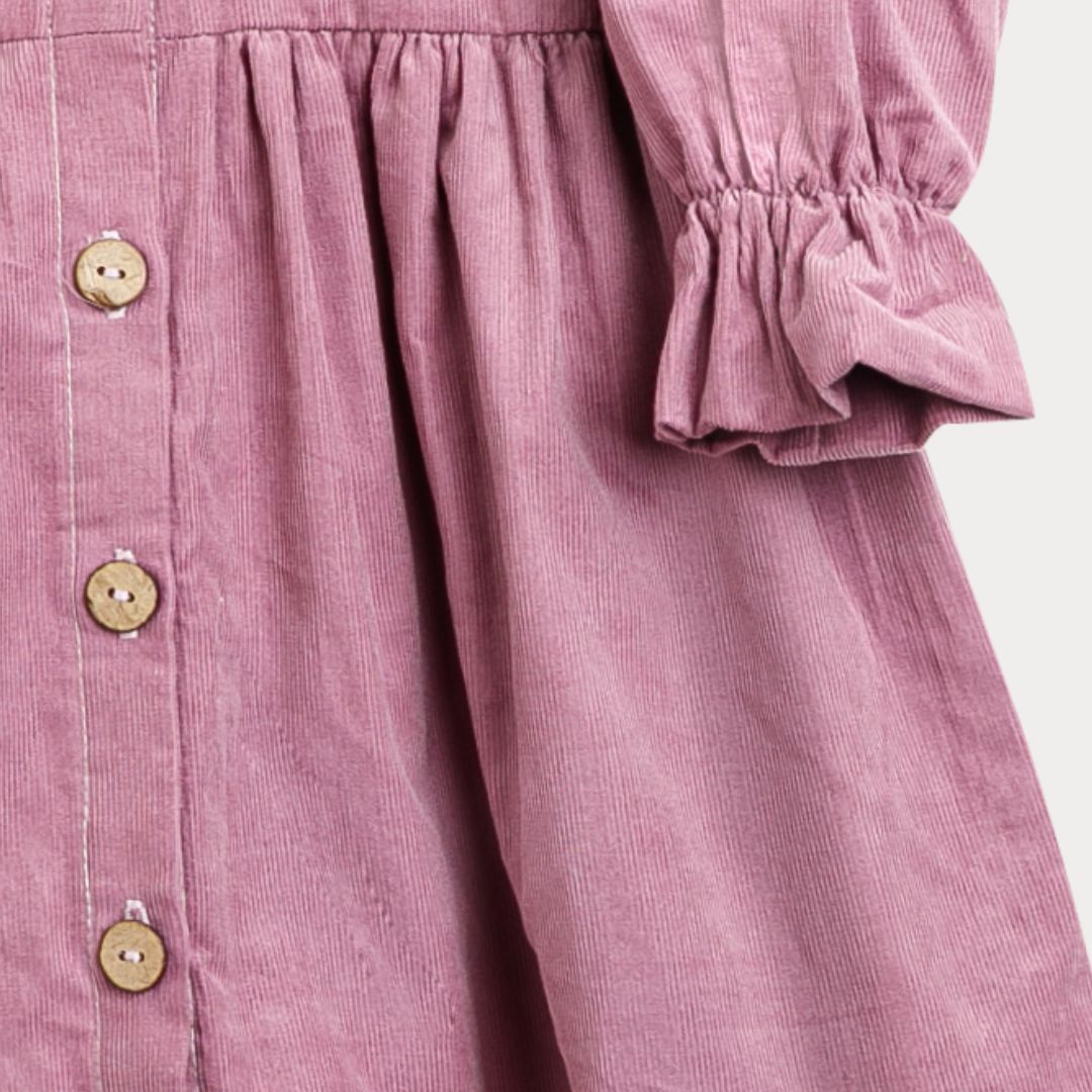 Rochita Premium din Catifea de Bumbac „Poveste de Iarna” niDom – Guler Peter Pan, Nasturi in Fata si Material European 100% Natural (Fabricat in Romania) [7]