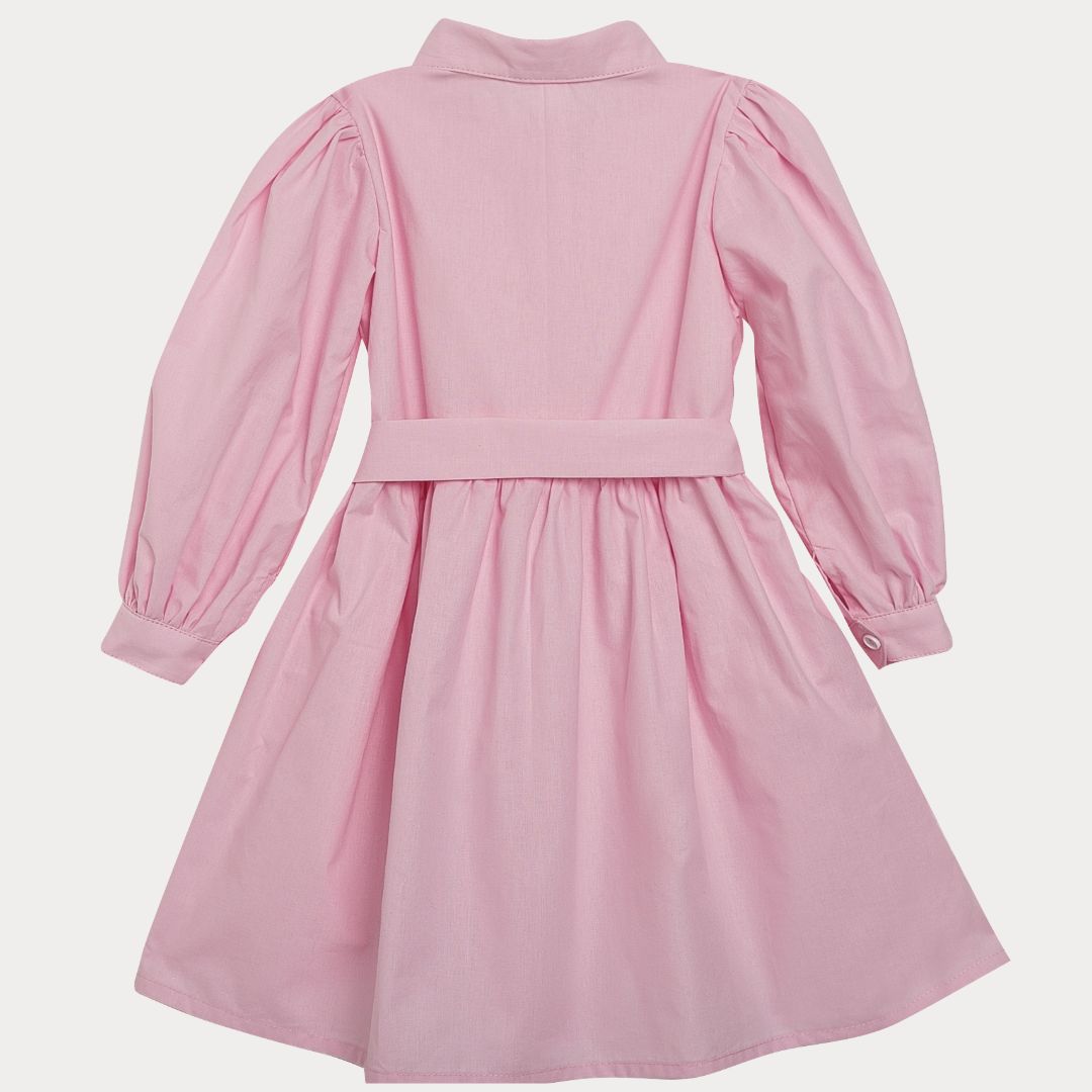 Rochita Tip Camasa din Poplin de Bumbac Premium „Smart Chic” niDom – Inchidere Completa cu Nasturi, Fusta Clos si Cordon Detasabil (Fabricat in Romania) [10]