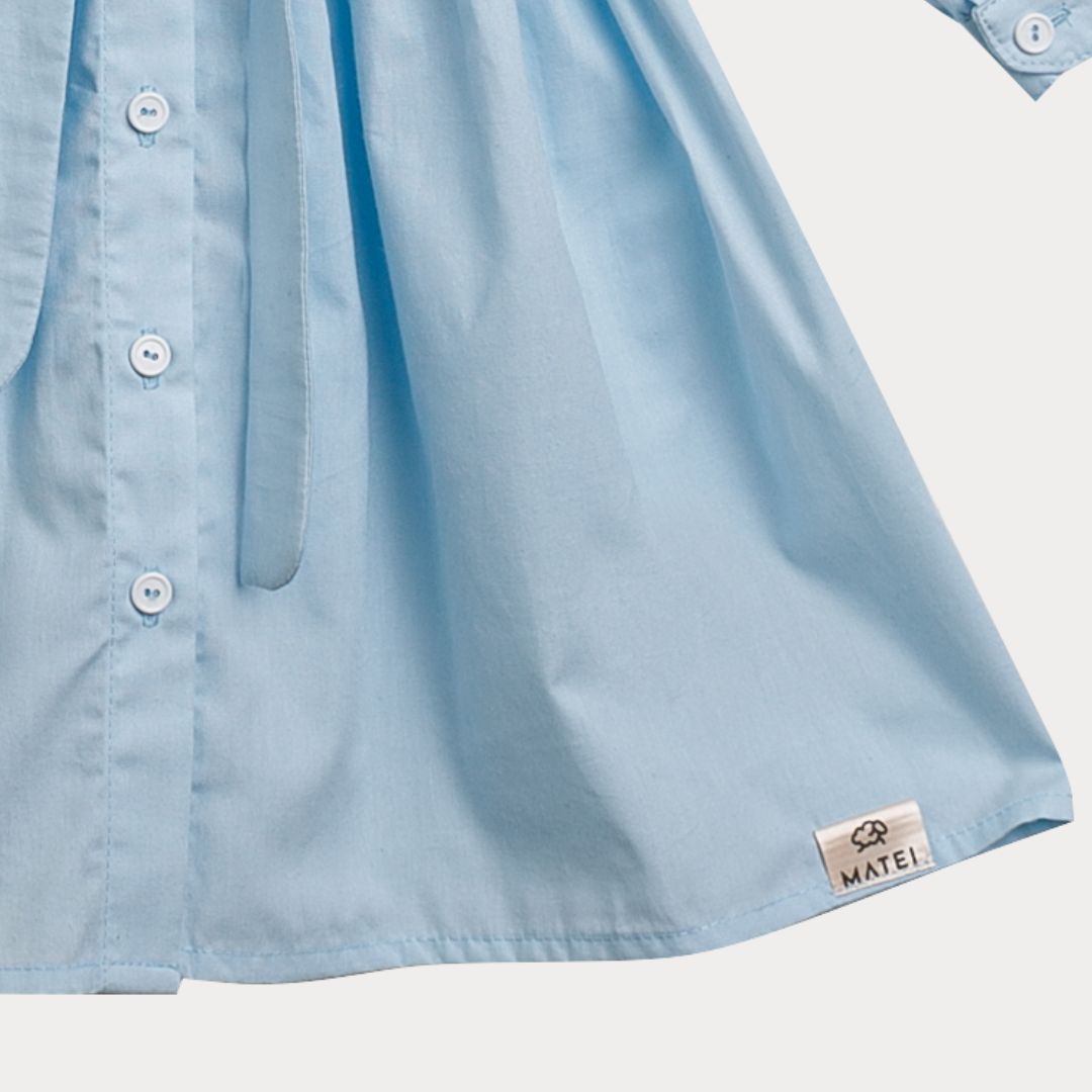 Rochita Tip Camasa din Poplin de Bumbac Premium „Smart Chic” niDom – Inchidere Completa cu Nasturi, Fusta Clos si Cordon Detasabil (Fabricat in Romania) [7]