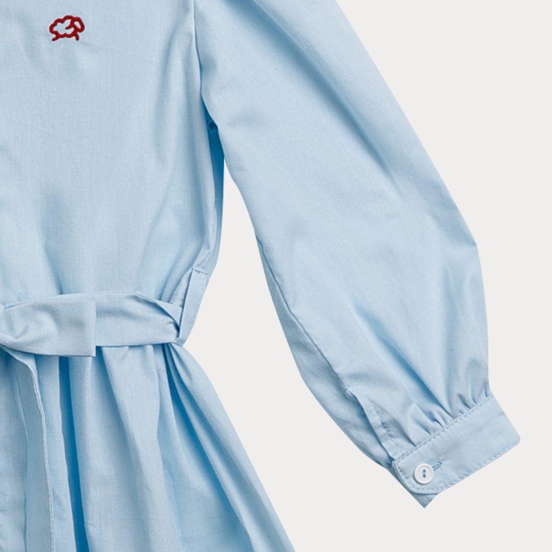 Rochita Tip Camasa din Poplin de Bumbac Premium „Smart Chic” niDom – Inchidere Completa cu Nasturi, Fusta Clos si Cordon Detasabil (Fabricat in Romania) [6]