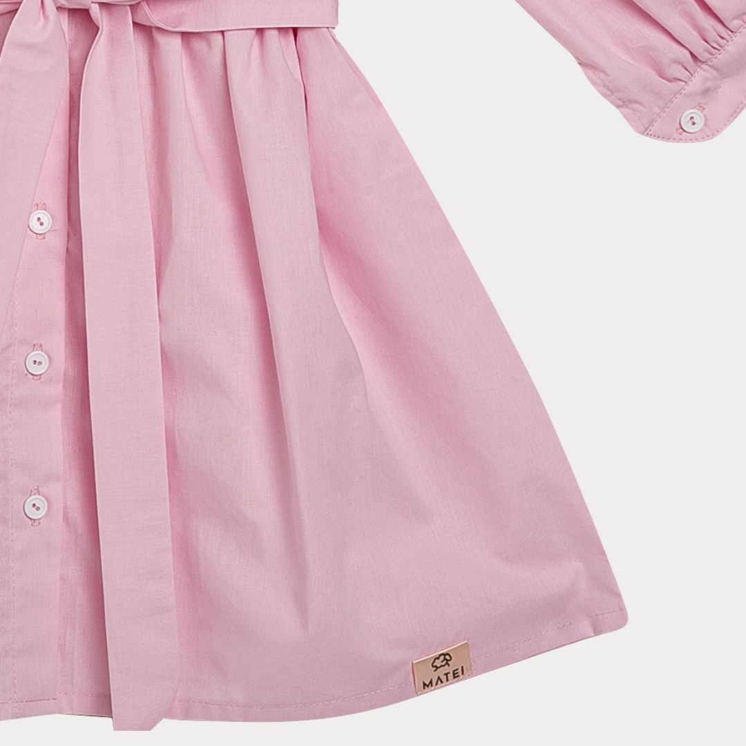 Rochita Tip Camasa din Poplin de Bumbac Premium „Smart Chic” niDom – Inchidere Completa cu Nasturi, Fusta Clos si Cordon Detasabil (Fabricat in Romania) [11]