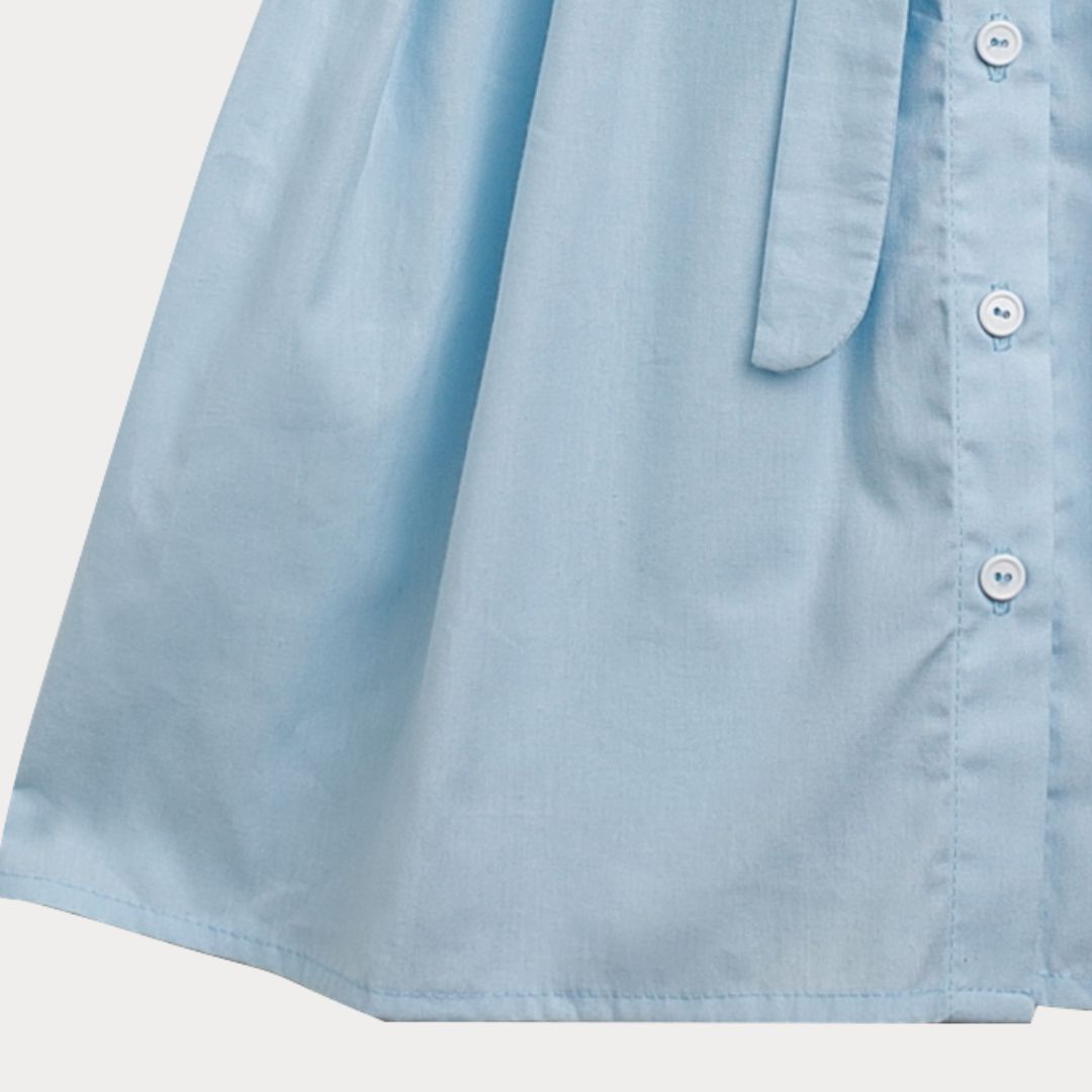 Rochita Tip Camasa din Poplin de Bumbac Premium „Smart Chic” niDom – Inchidere Completa cu Nasturi, Fusta Clos si Cordon Detasabil (Fabricat in Romania) [9]