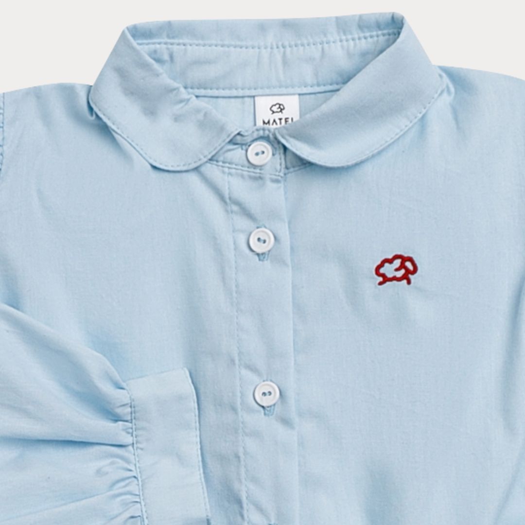Rochita Tip Camasa din Poplin de Bumbac Premium „Smart Chic” niDom – Inchidere Completa cu Nasturi, Fusta Clos si Cordon Detasabil (Fabricat in Romania) [8]
