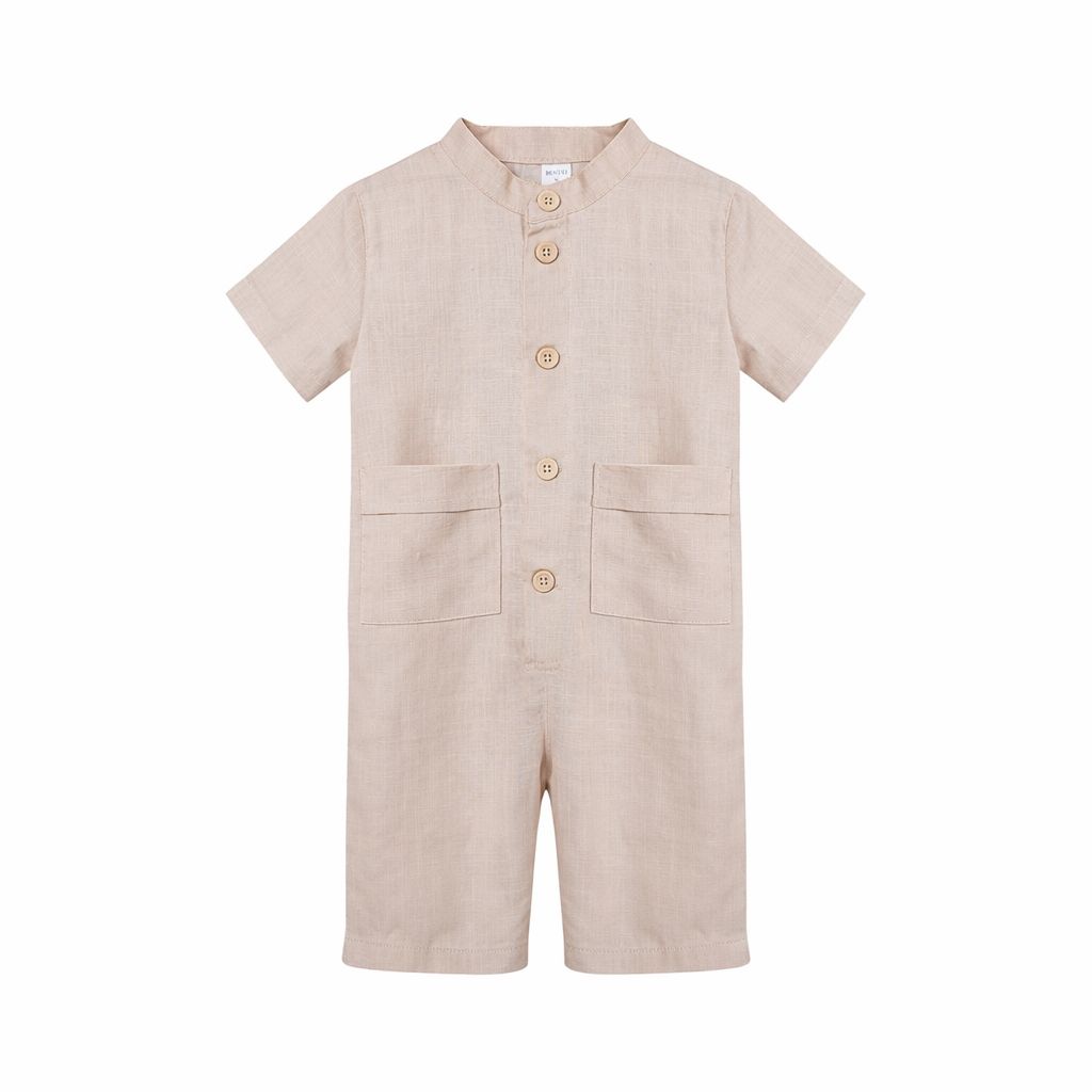 Salopeta Premium din In „Micul Explorator” niDom – Material Natural Prespalat, Nasturi in Fata si Buzunare Practice (Fabricat in Romania) [8]