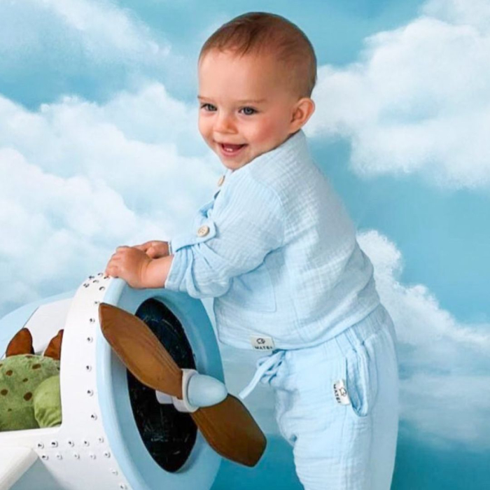 Set Complet din Muselina Premium "Norisor Pufosel" - Camasuta si Pantalonasi Scurti (Bumbac 100% Certificat, Fabricat in Romania) [6]