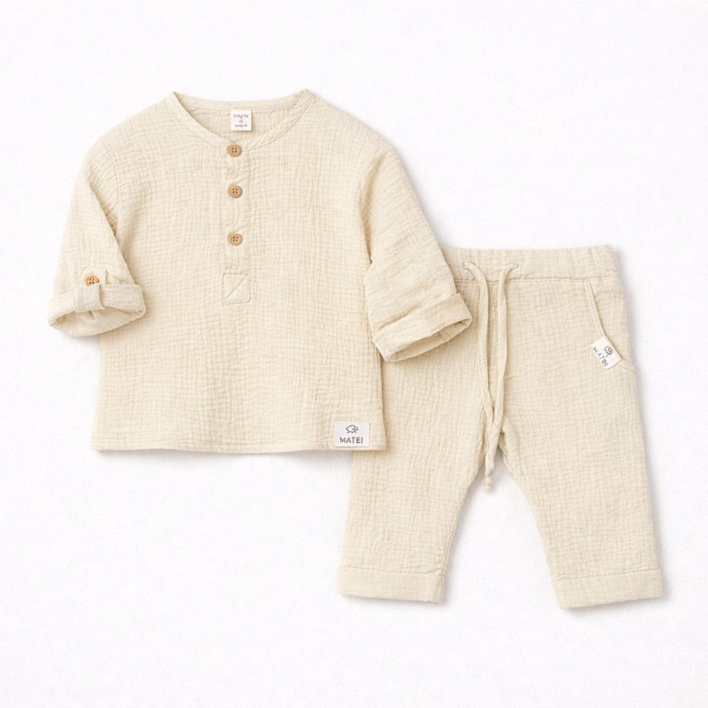 Set Complet din Muselina Premium "Norisor Pufosel" Nidom – Camasuta si Pantalonasi Scurti (Bumbac 100% Certificat, Fabricat in Romania) [6]