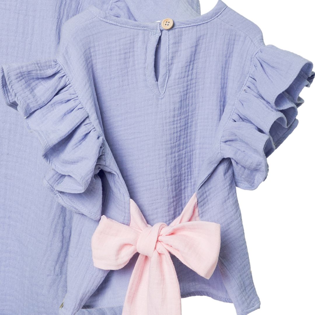 Tricou Premium din Muselina cu Fundita Cusuta Nidom – 100% Bumbac Certificat, Inchidere cu Nasture (Fabricat in Romania) [6]