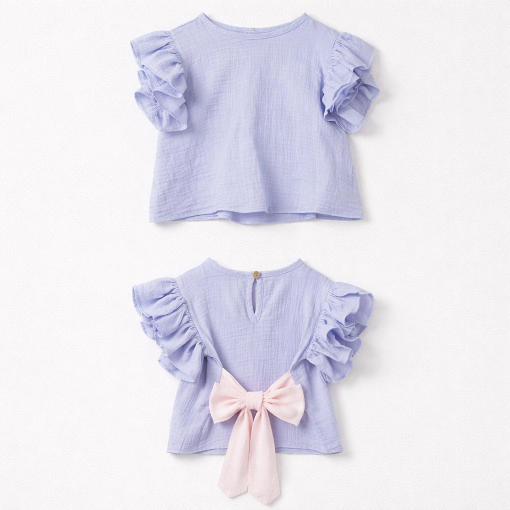 Tricou Premium din Muselina cu Fundita Cusuta Nidom – 100% Bumbac Certificat, Inchidere cu Nasture (Fabricat in Romania) [8]