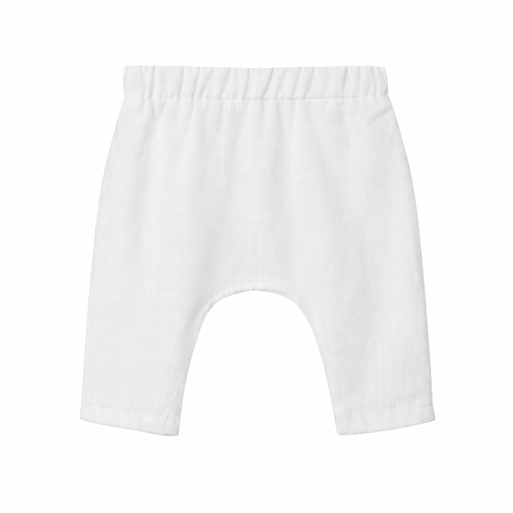 Bebelusi - Pantaloni Premium din In Pur pentru Nou-Nascut niDom – Material European Certificat, Ultra-Respirabili si Hipoalergenici (Fabricat in Romania)