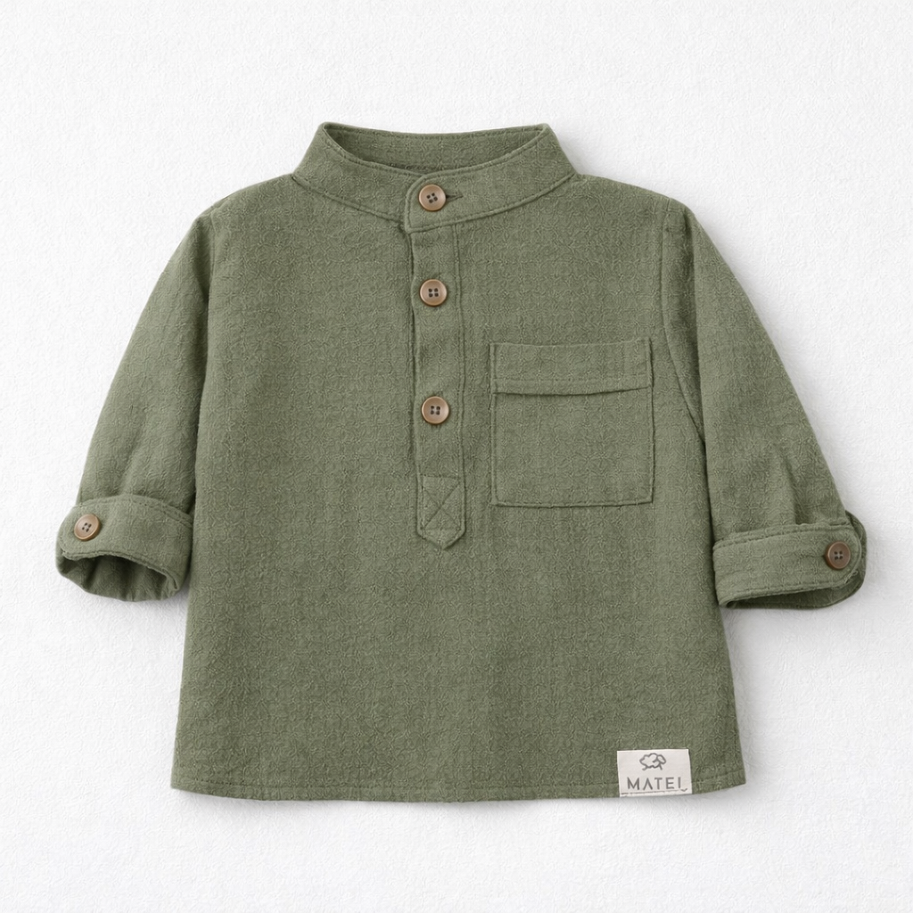 Baieti - Camasa Premium din Bumbac Prespalat pentru Baieti niDom – Model Casual-Aventuros, Material European Certificat, Textura Ultra-Moale si Rezistenta (Fabricat in Romania)