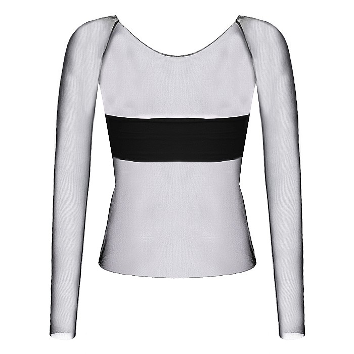 Top Dama Cu Umerii Goi Si Maneca Lunga Negru Lycra - Beth [2]