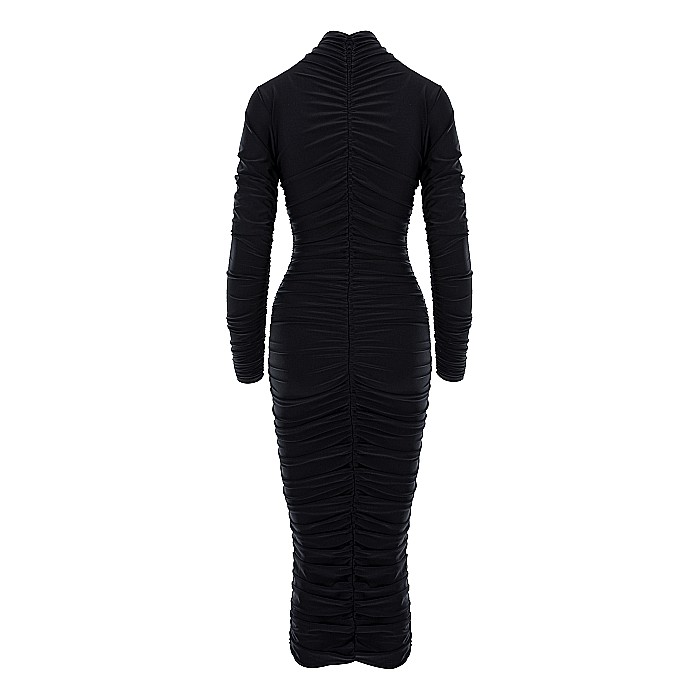 Rochie Dama Medie Pe Gat Neagra Lycra - Thierry [2]