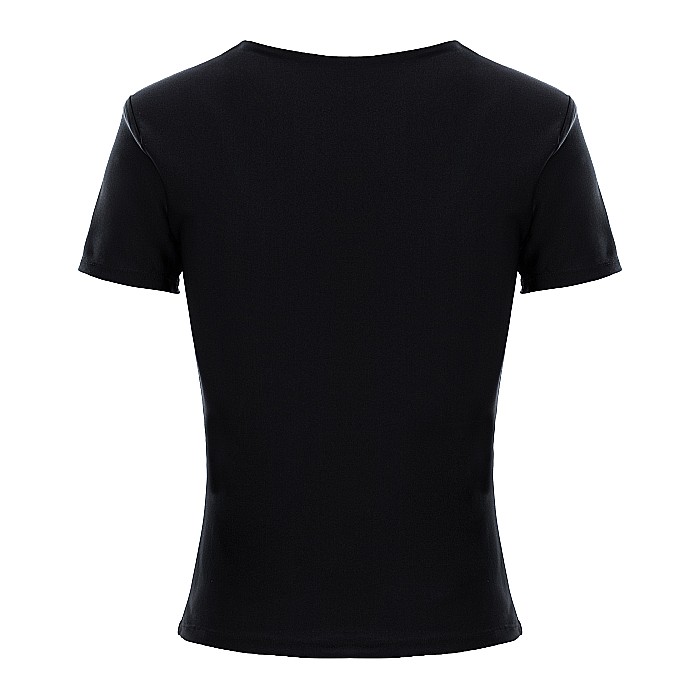 Top Dama La Baza Gatului Cu Maneca Scurta Negru Lycra - Roxie [2]