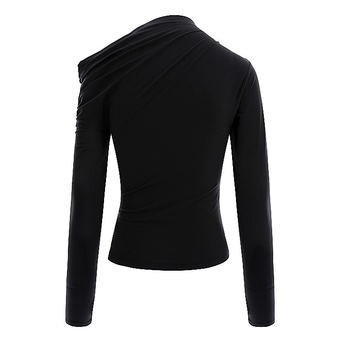 Top Dama Lung Pe Un Umar Negru Lycra- Deea [2]