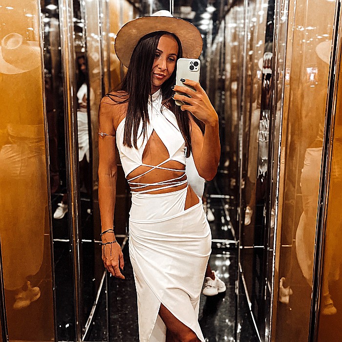 Top Dama Sexy Fara Maneci Alb Lycra - Alma [6]