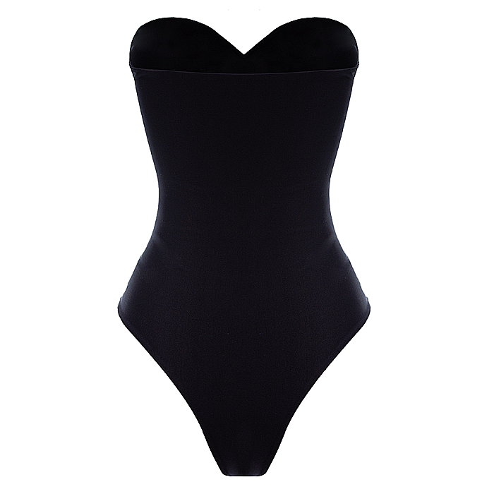 Costum De Baie Decoltat Cu Trandafiri Detasabili Negru Lycra - Miany [2]