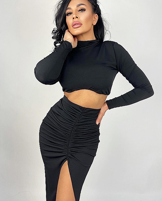 Fusta Dama Lunga Mulata Neagra Lycra - Drushka [7]