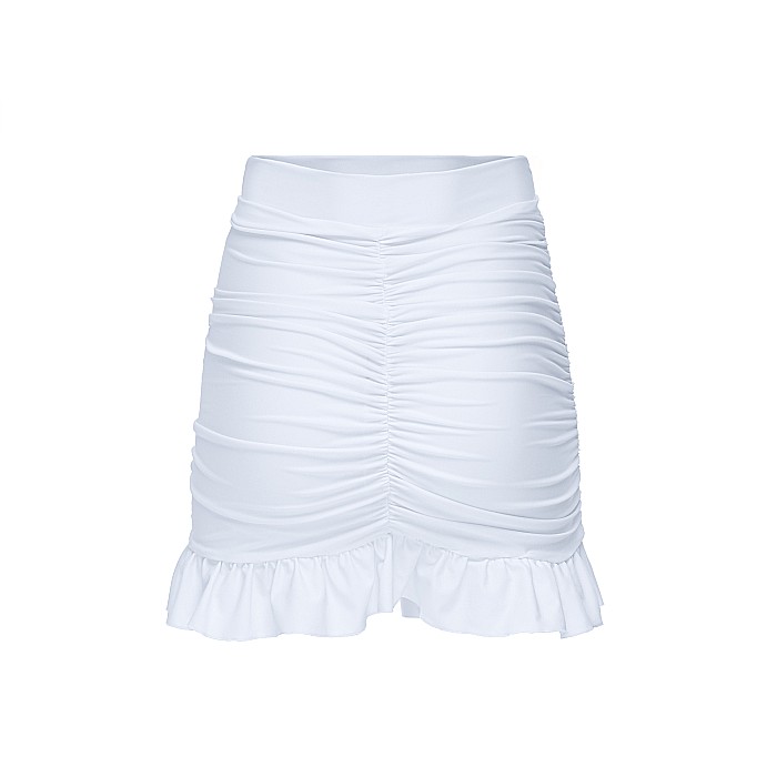 Fusta Dama Scurta Cu Volane Alba Lycra - Giselle [3]