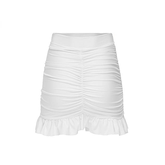 Fusta Dama Scurta Cu Volane Alba Lycra - Giselle [2]