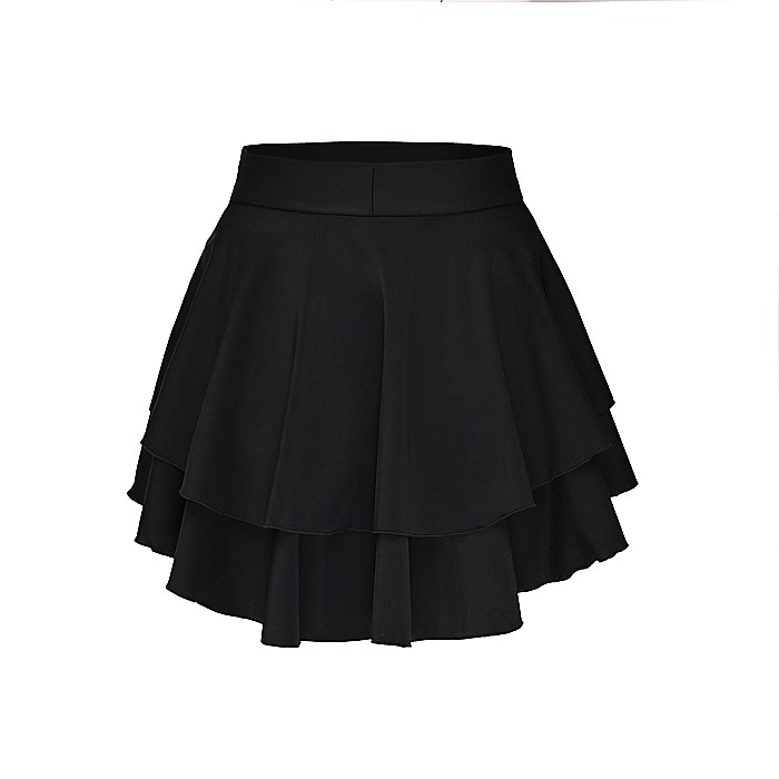 Fusta Dama Scurta Cu Volane Neagra Lycra - Cora [2]