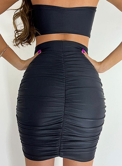 Fusta Dama Scurta Mulata Neagra Lycra - Zamira [7]