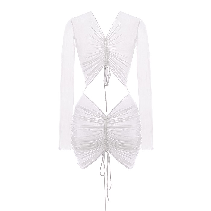 Rochie Dama Scurta Transparenta Alba Lycra - Vanya [2]