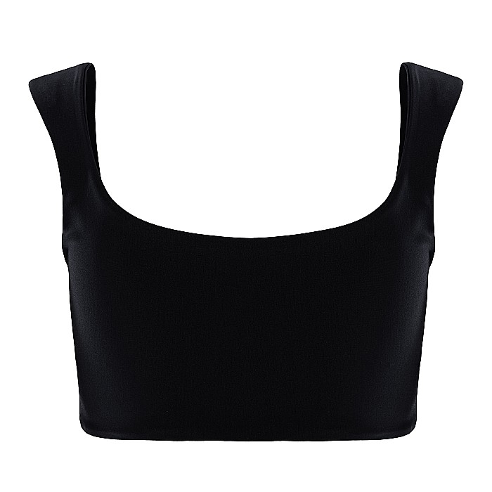 Top Dama Decoltat Fara Maneca Negru Lycra - Melia [2]