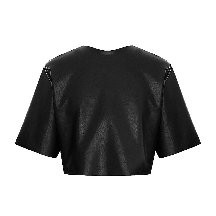 Top Dama Cu Maneca Scurta Si Umeri Negru Piele Eco - Dimitra [2]