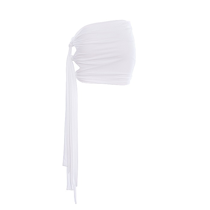 Fusta Dama Scurta Cu Noduri Alba Lycra - Kami [2]