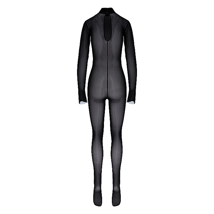 Salopeta Dama Lunga Pe Gat Transparenta Neagra Lycra - Second Skin [2]