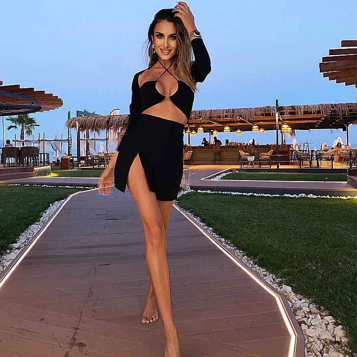 Top Dama Sexy Versatil Fara Maneci Negru Lycra - Lina [2]