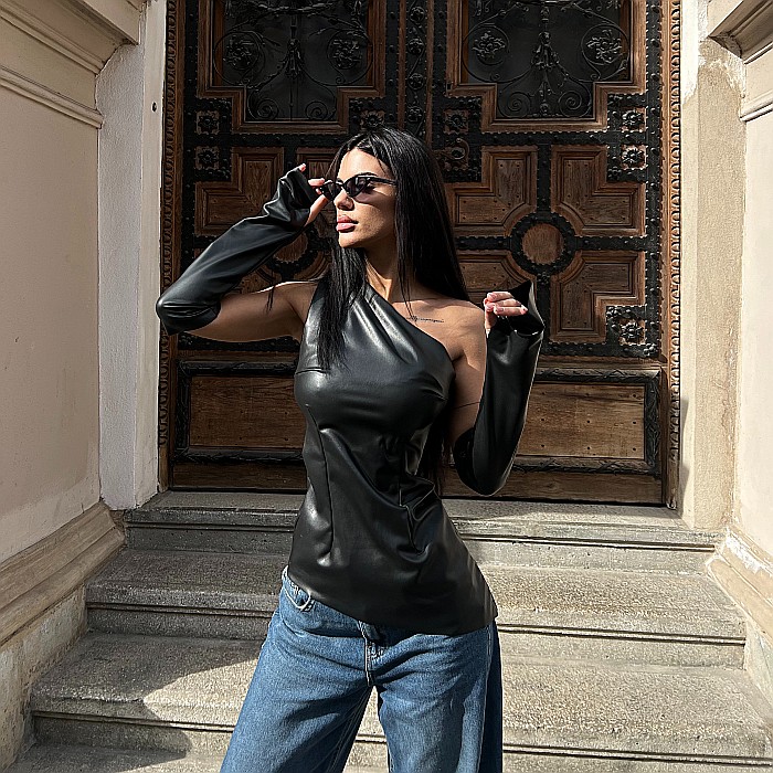 Top Dama Cu Manusi Negru Piele Eco - Morena [3]