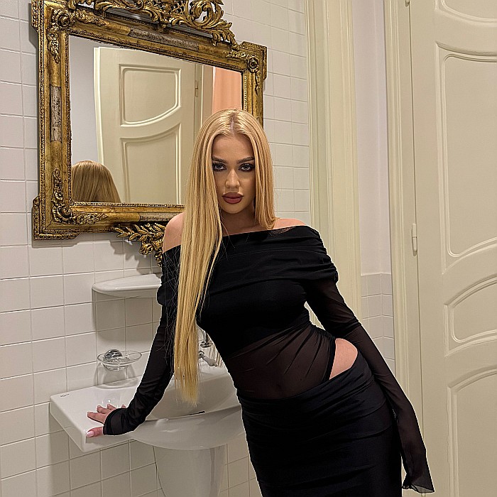 Rochie Dama Lunga Pe Umeri Cu Body Neagra Lycra - Rendezvous [8]