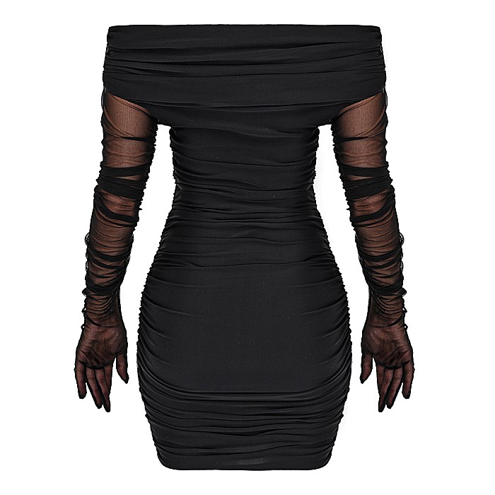 Rochie Dama Scurta Cu Umerii Goi Neagra Lycra - Ruxa [2]