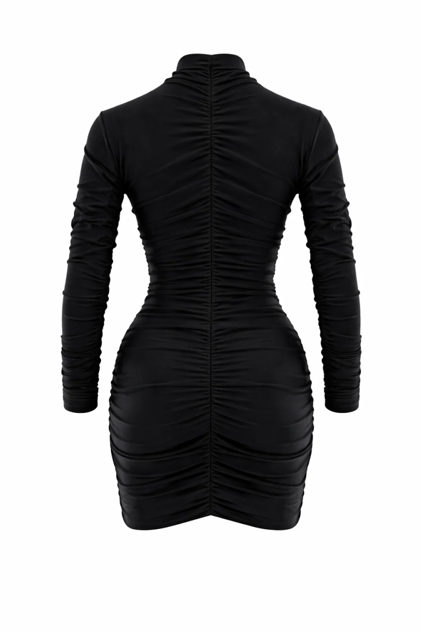 Rochie Dama Scurta Pe Gat Neagra Lycra – Thierry [2]