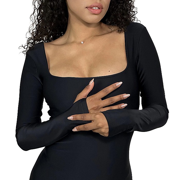 Salopeta Dama Lunga Decoltata Neagra Lycra - Anastasia [7]