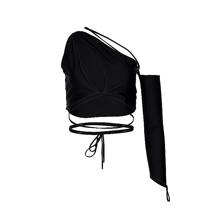 Top Dama Scurt Cu o Maneca Negru Lycra - Onica [2]