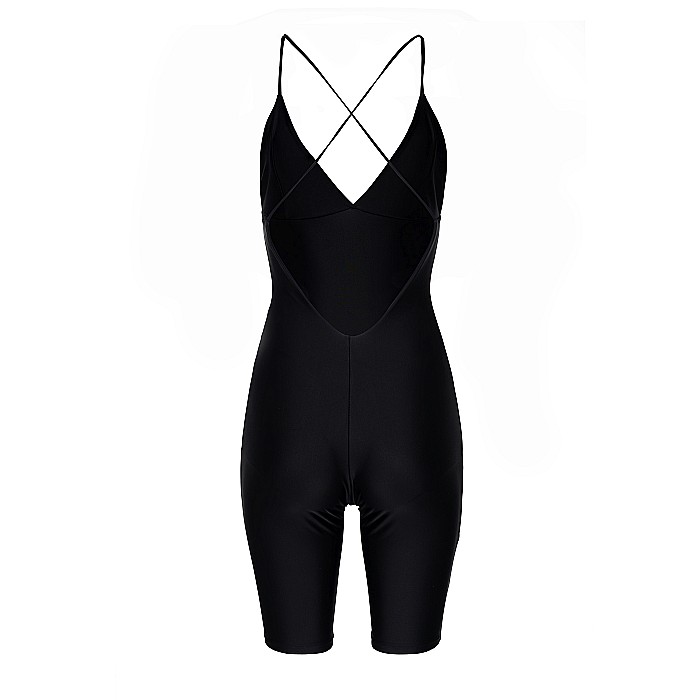 Salopeta Dama Scurta Decoltata Cu Spatele Gol Neagra Lycra – Alenna [2]