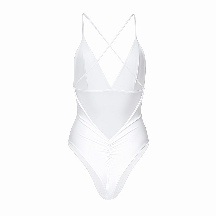 Costum De Baie Decoltat Alb Lycra - Casey [2]