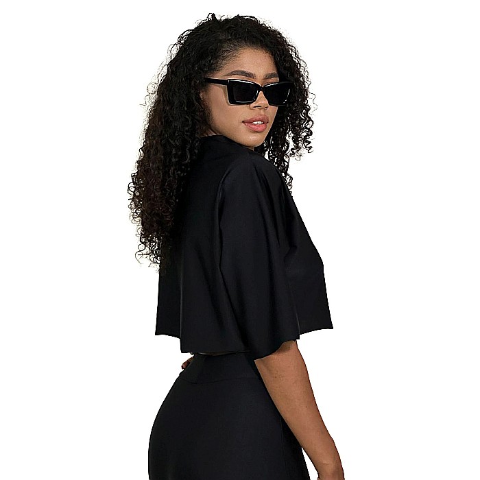 Top Dama Cu Maneca Scurta Si Umeri Negru Lycra - Dimitra [5]