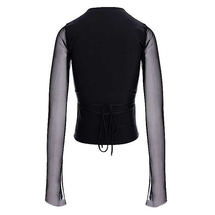 Top Dama Cu Snur Si Maneca Lunga Negru Lycra - Tessa [2]
