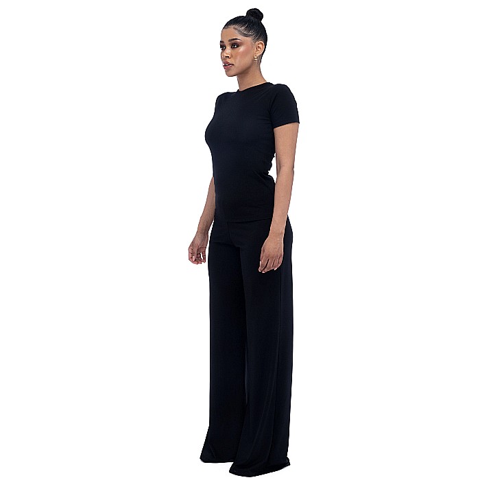 Top Dama La Baza Gatului Cu Maneca Scurta Negru Lycra - Roxie [8]