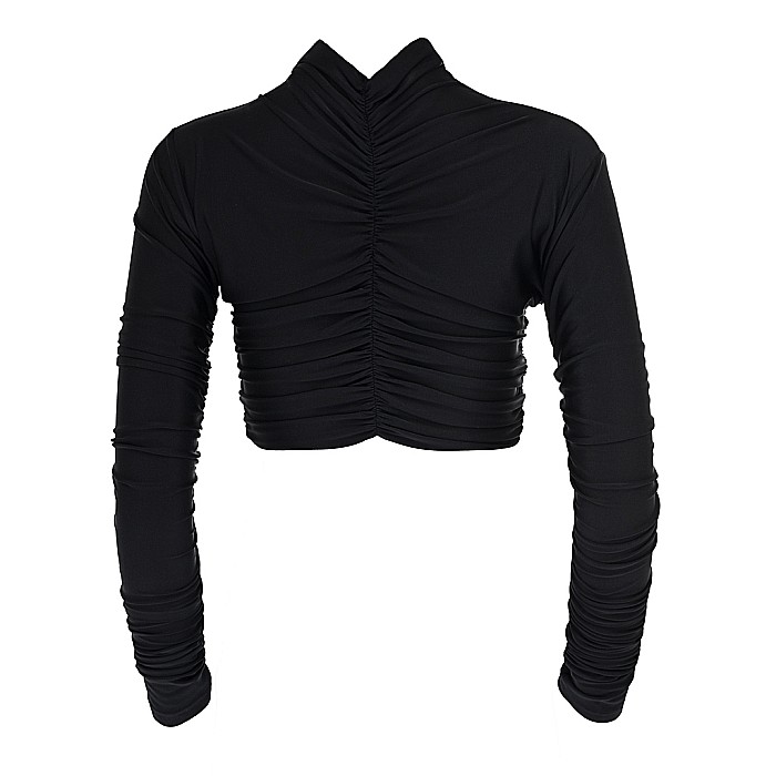 Top Dama Pe Gat Cu Maneca Lunga Negru Lycra - Lorraine [2]