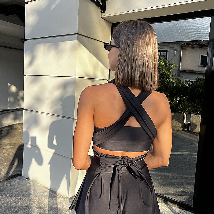 Top Dama Sexy Versatil Fara Maneci Negru Lycra – Yndoll [9]