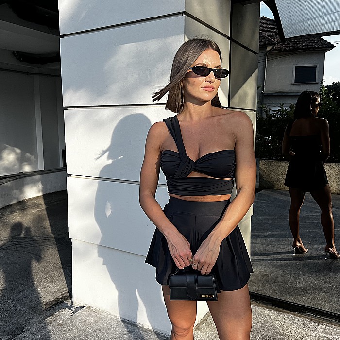 Top Dama Sexy Versatil Fara Maneci Negru Lycra – Yndoll [5]